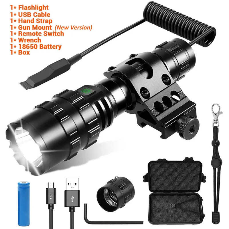 Flashlight 1600 Lumens USB Rechargeable Torch Waterproof Hunting - Higo Hunt™