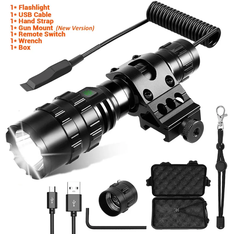 Flashlight 1600 Lumens USB Rechargeable Torch Waterproof Hunting - Higo Hunt™