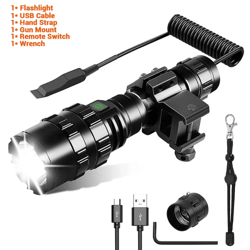 Flashlight 1600 Lumens USB Rechargeable Torch Waterproof Hunting - Higo Hunt™