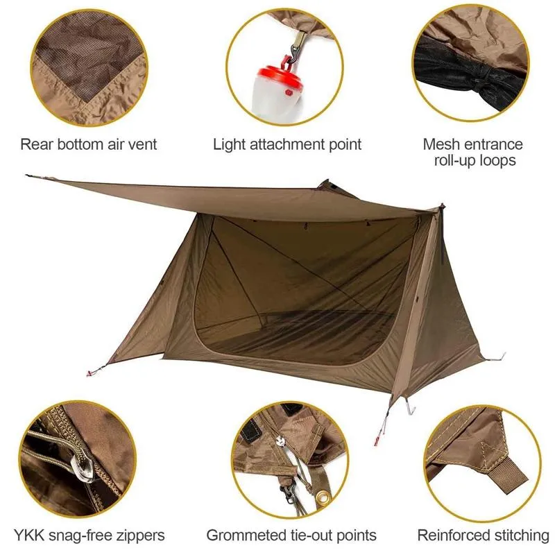 3 Season Double Person Camping Tent Ultralight Nylon Shelter Baker Tent for Hunting Hiking