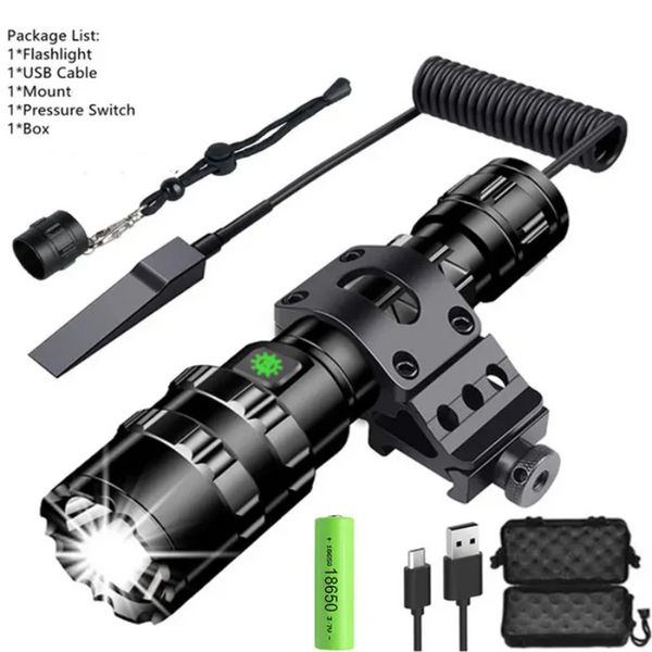 LED Tactical Hunting Flashlight USB Rechargeable Waterproof - Higo Hunt™