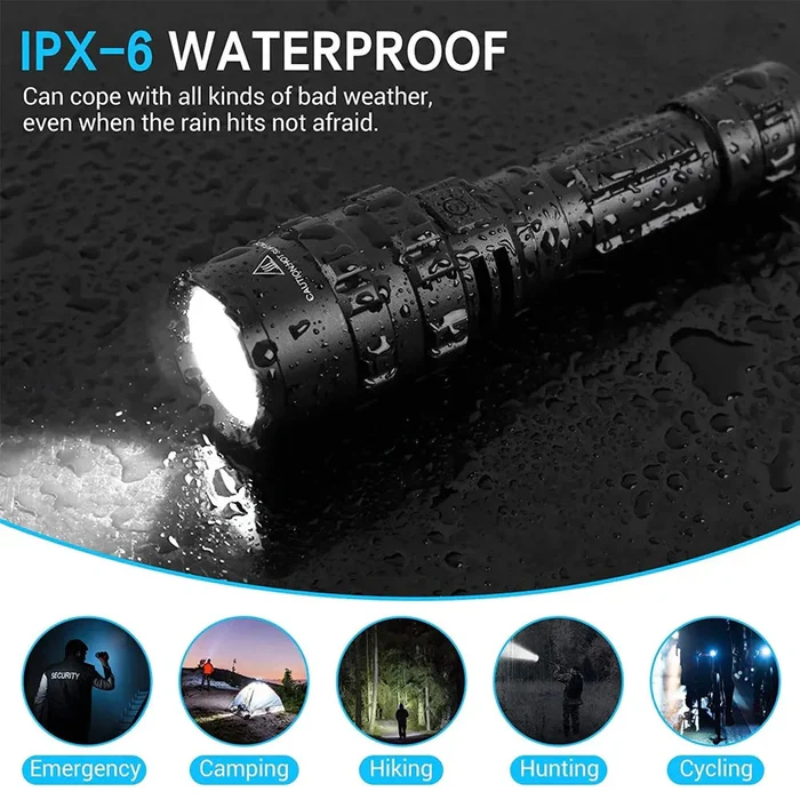 LED Tactical Hunting Flashlight USB Rechargeable Waterproof - Higo Hunt™